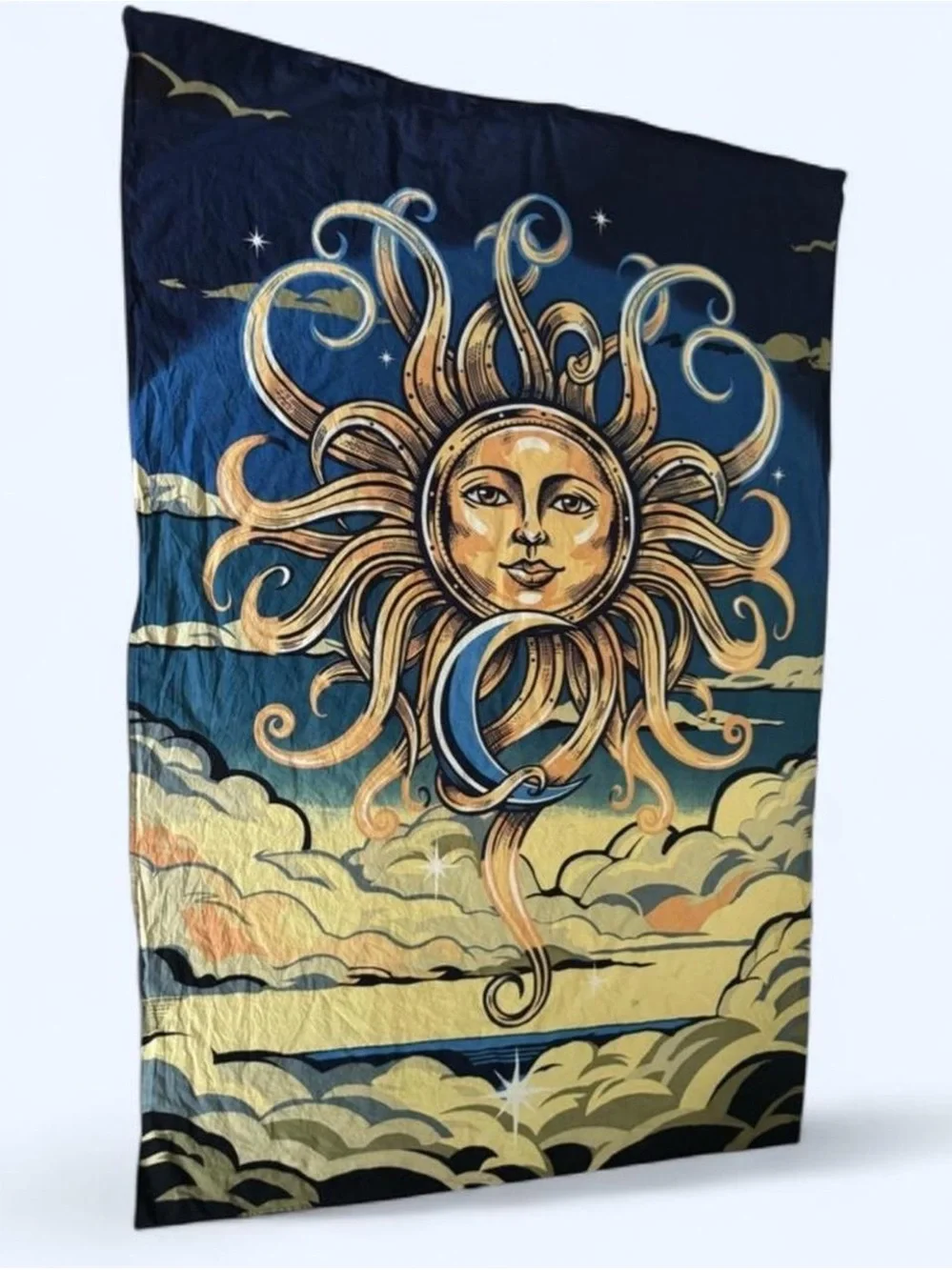 Sun & Moon Tapestry Wall Hanging - Gold and Navy